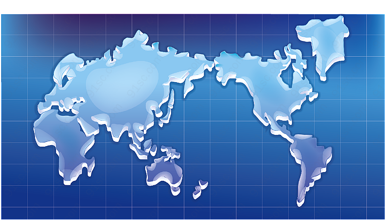 水晶质感世界地图矢量地图