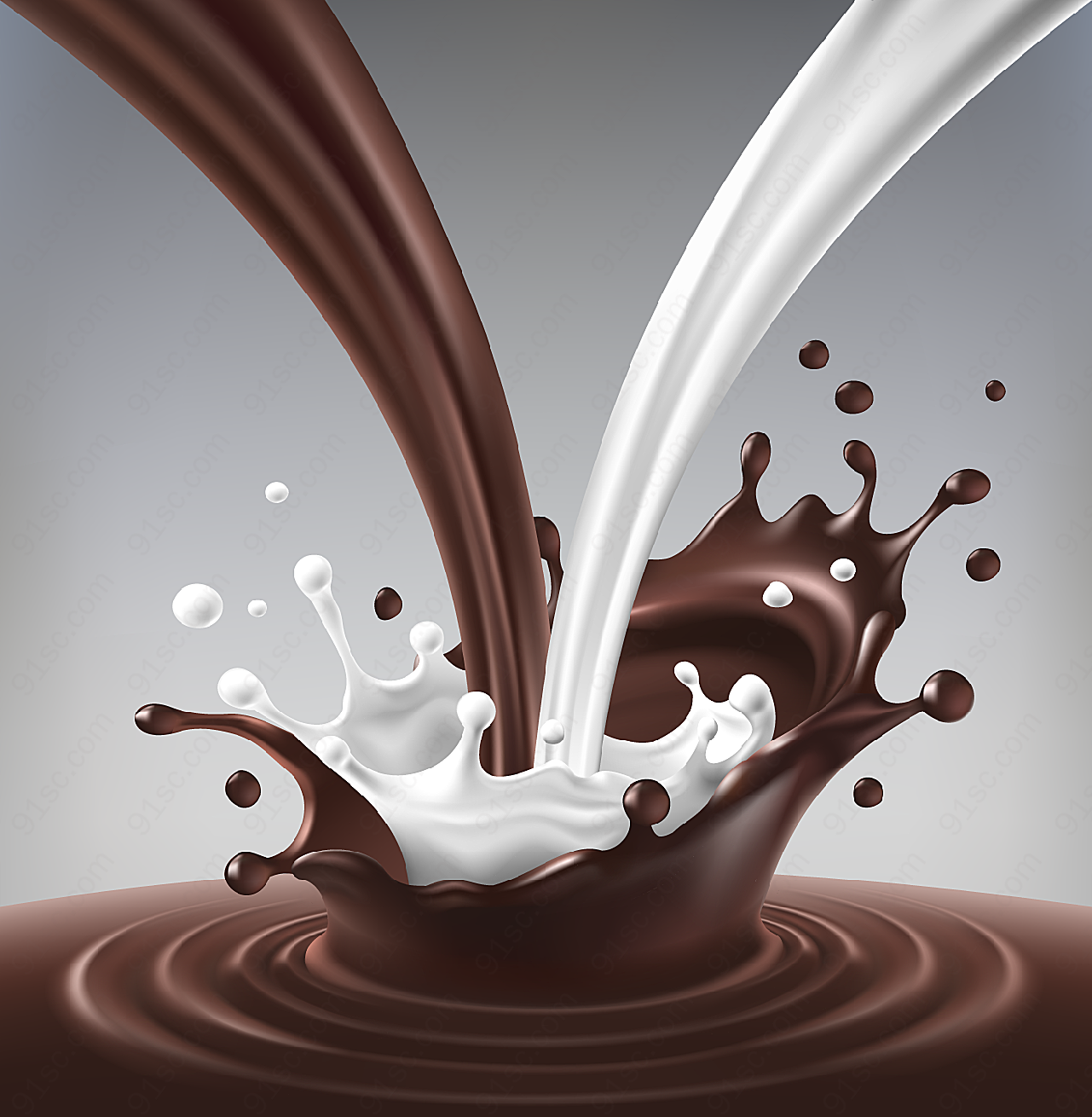 巧克力牛奶混合矢量饮品