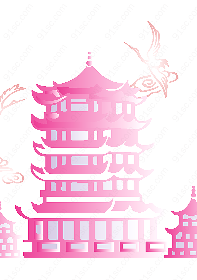 矢量黄鹤楼矢量建筑景观