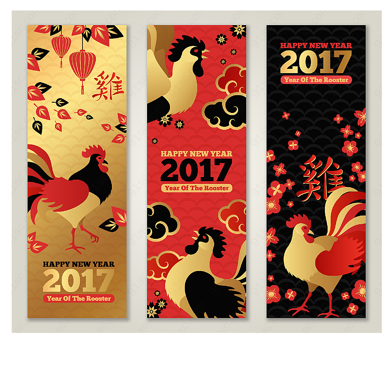 2017鸡年矢量展板矢量春节