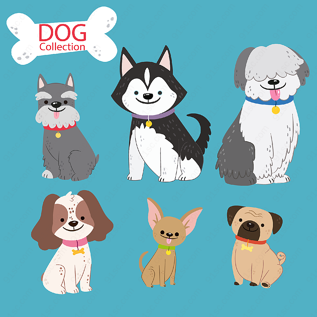 可爱宠物犬设计动物矢量卡通动物