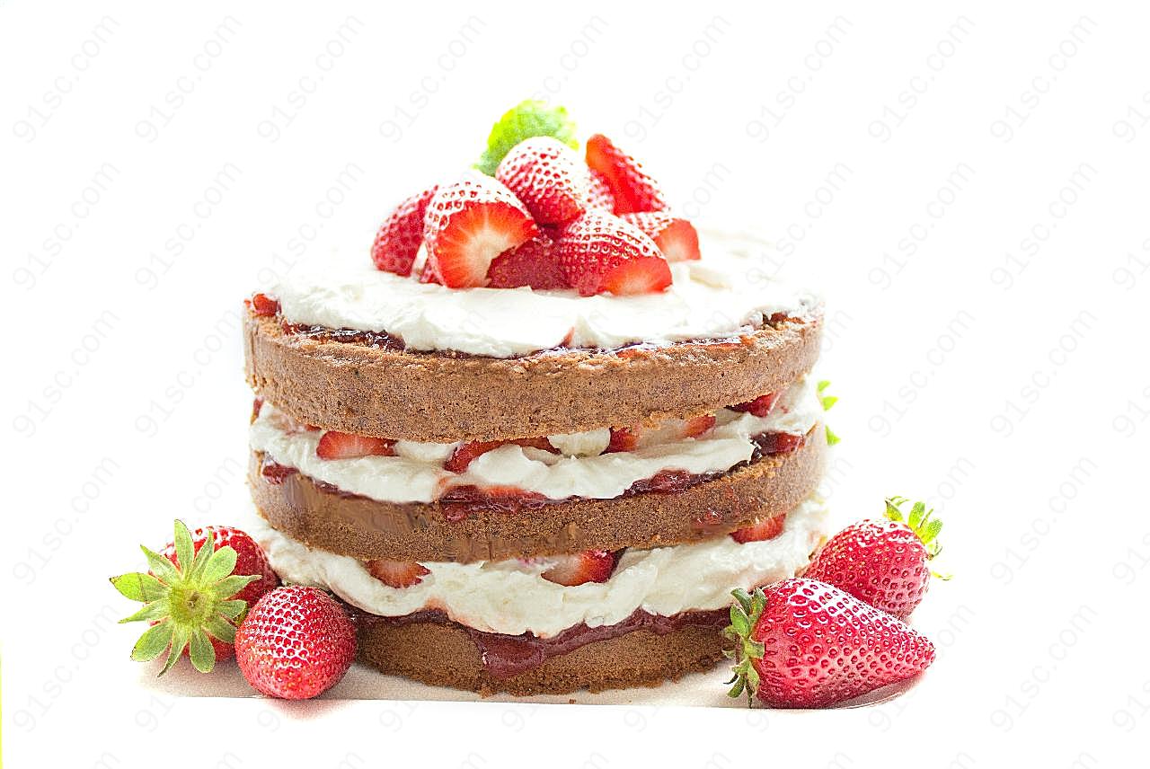 奶油草莓蛋糕餐饮美食