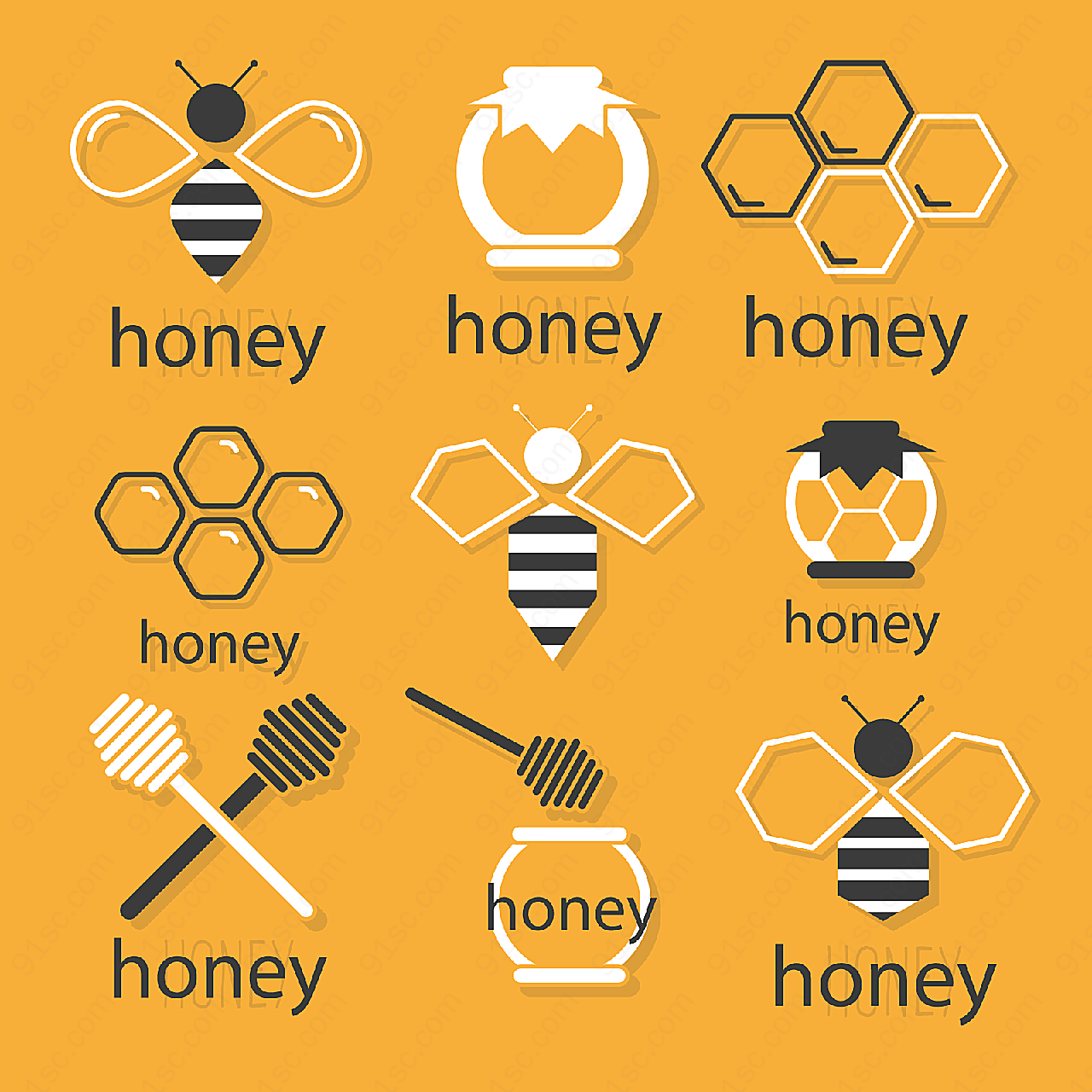 蜂蜜元素图标矢量各式图标
