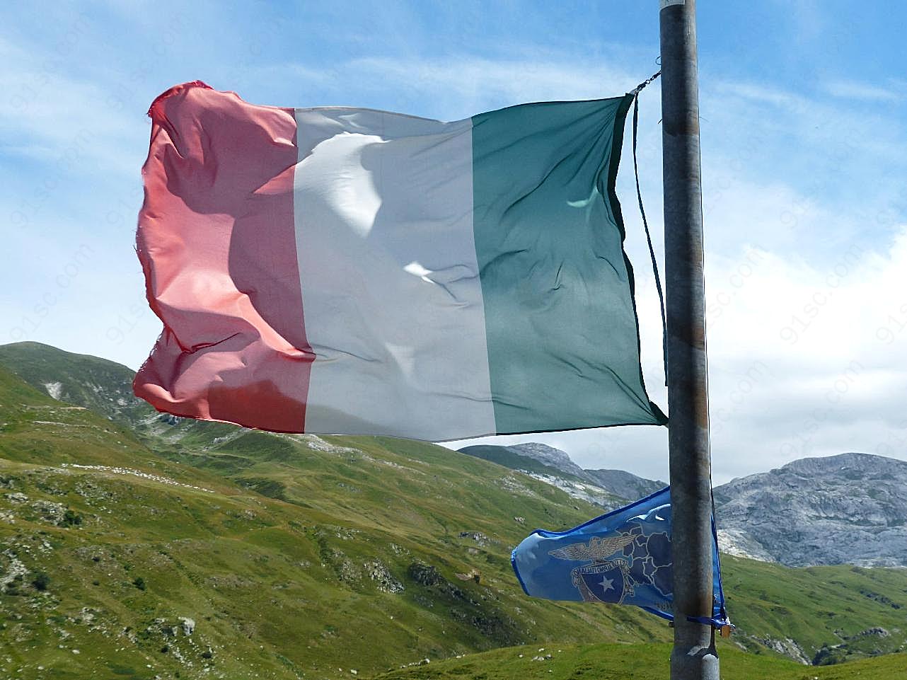 意大利国旗高清图片摄影