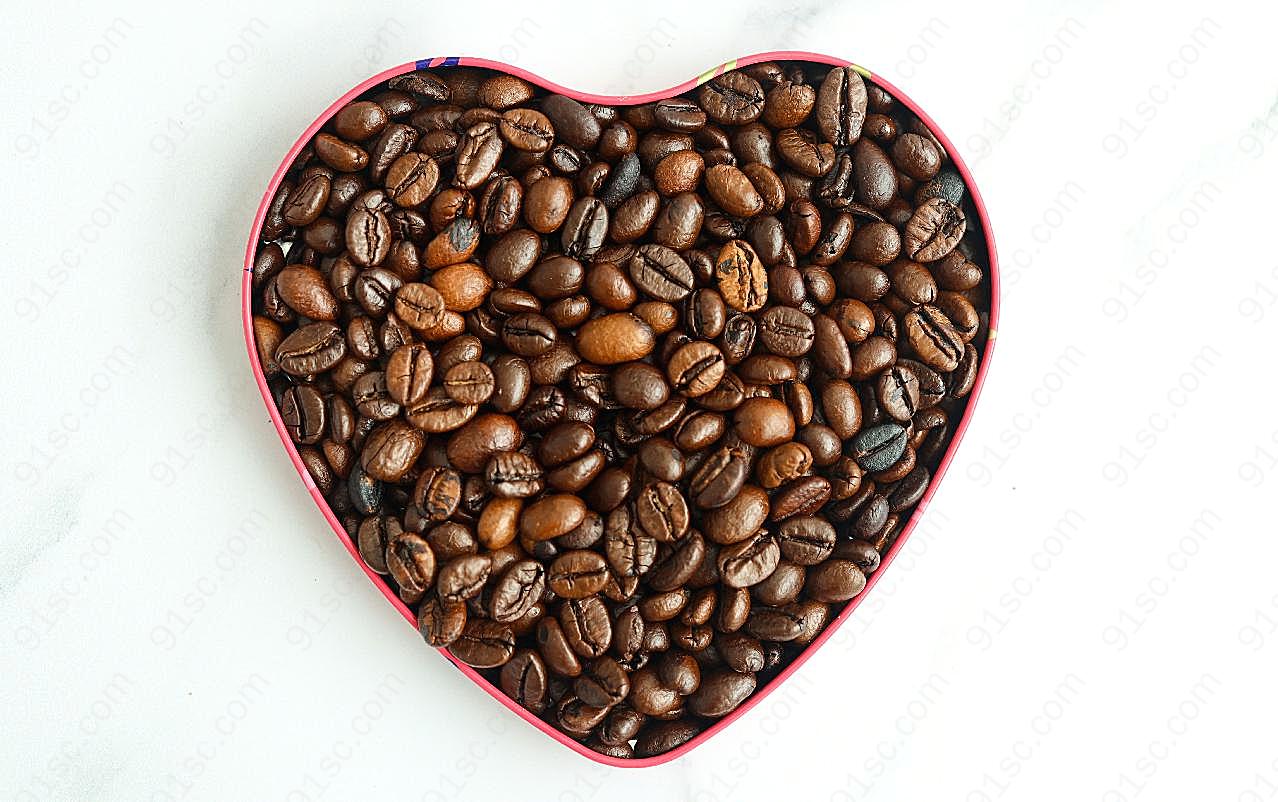 咖啡豆心形素材图片五谷杂粮