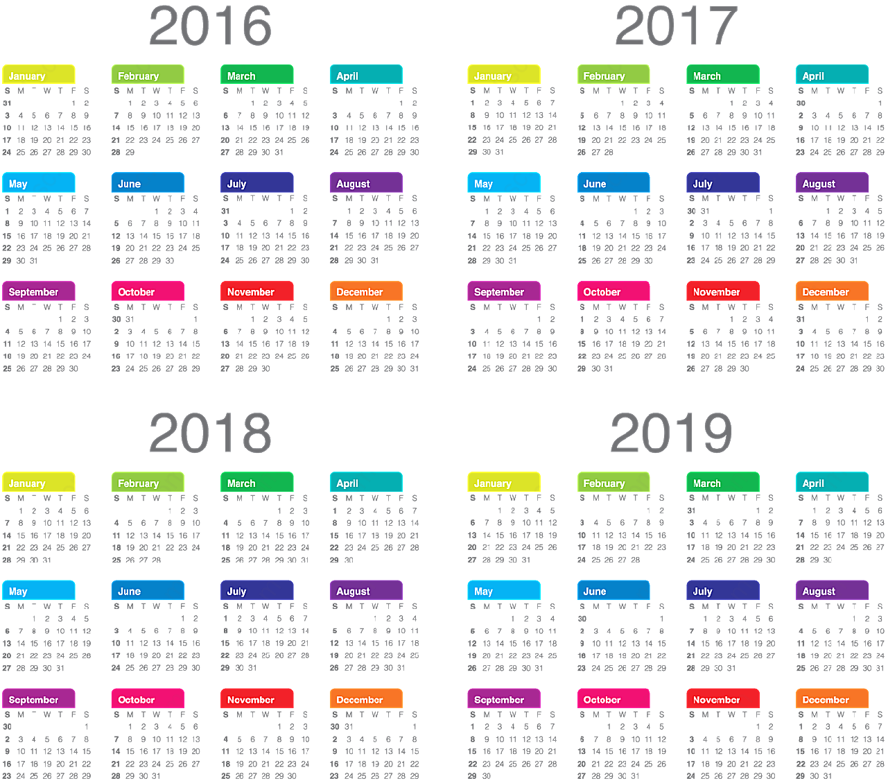 2016年日历表年历日历矢量