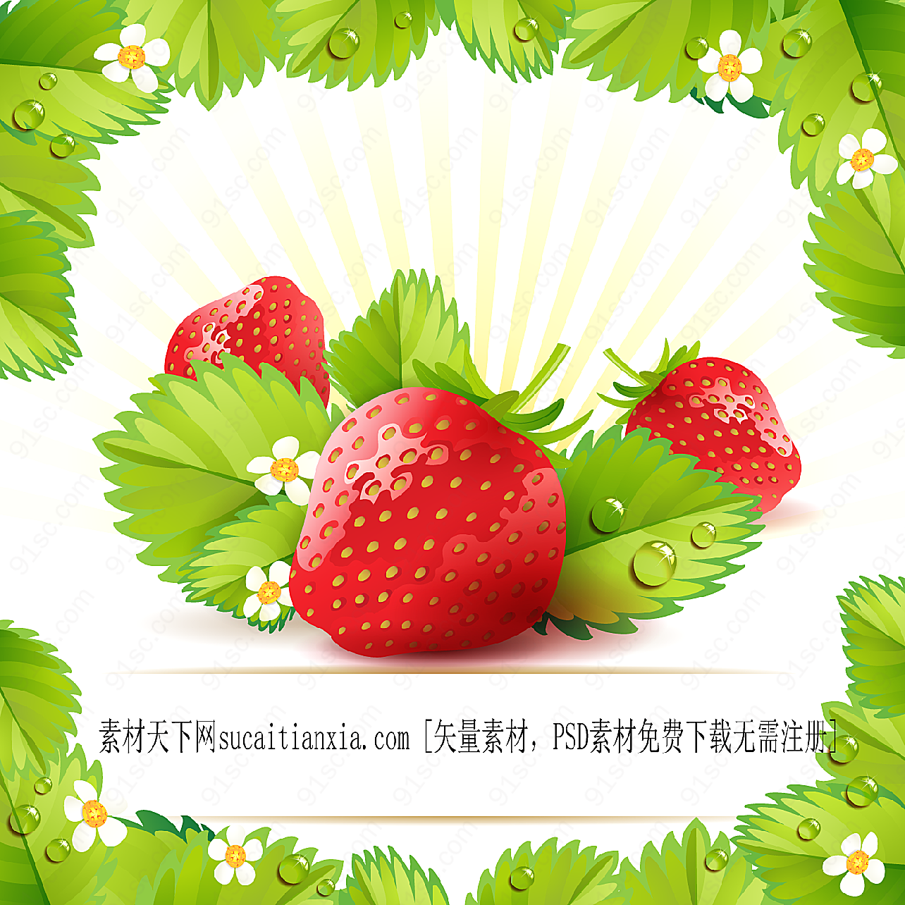 叶子草莓矢量矢量水果