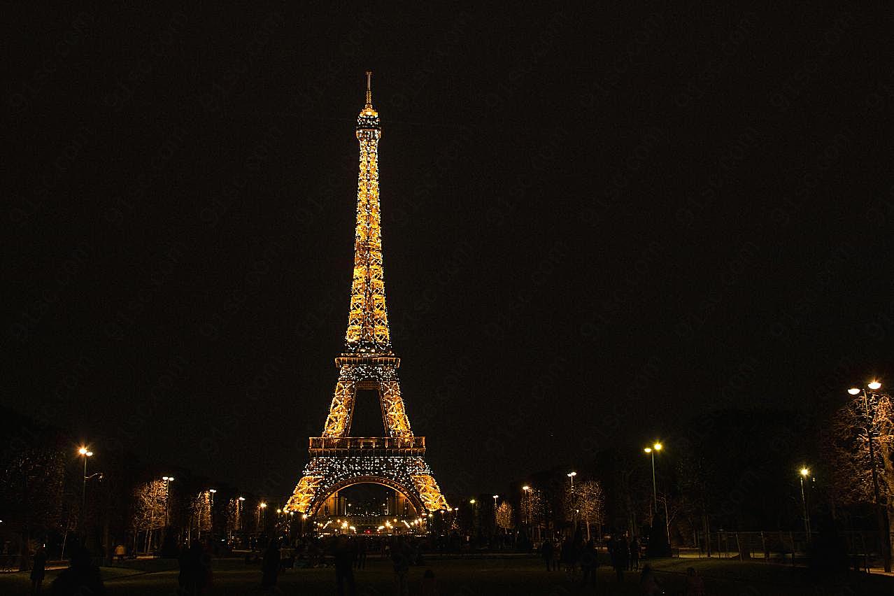 美丽埃菲尔铁塔夜景图片摄影