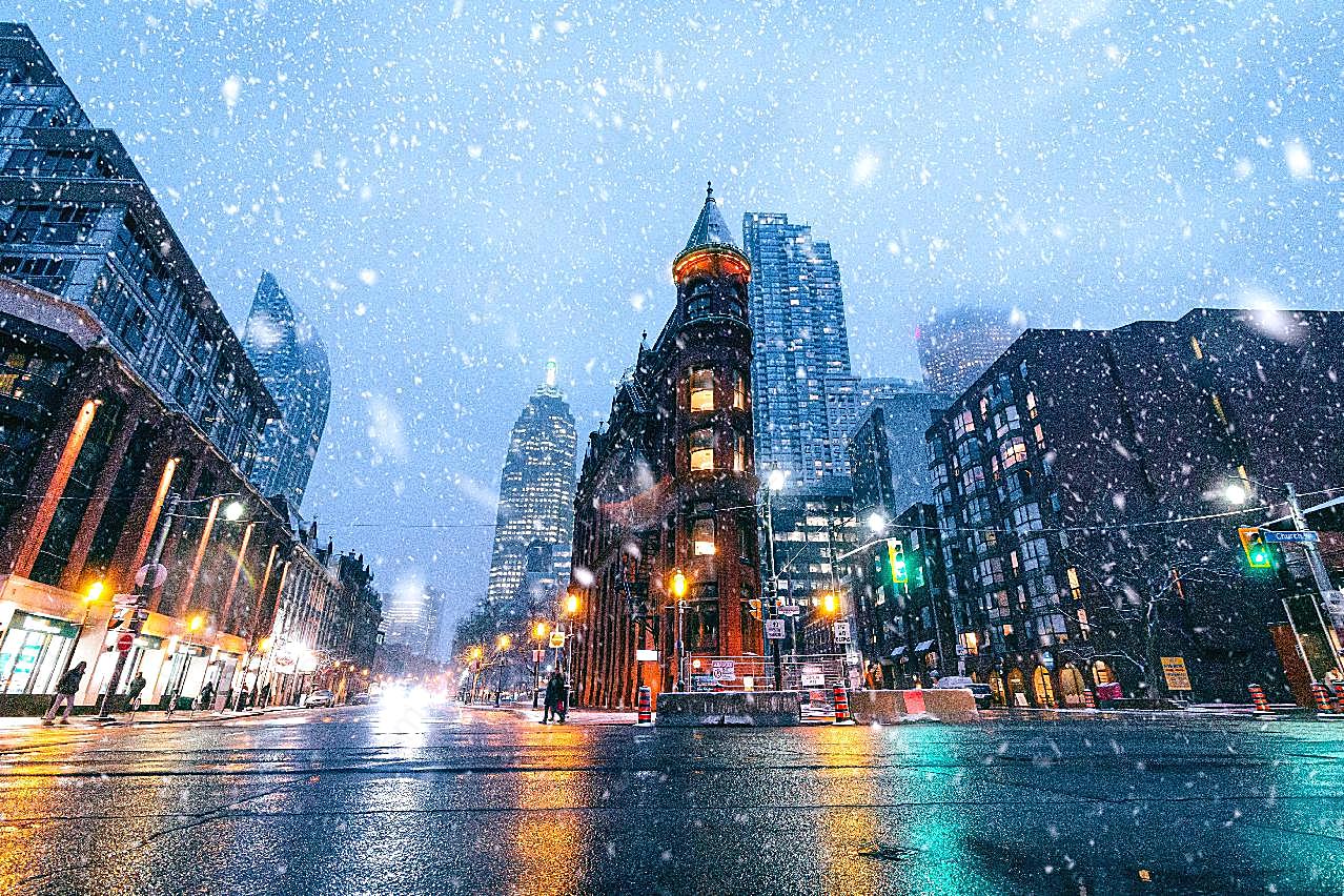 城市下雪唯美夜景图片空间