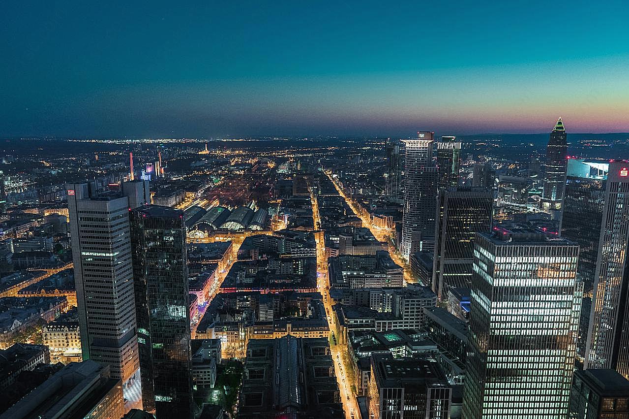 法兰克福城市夜景图片高清空间