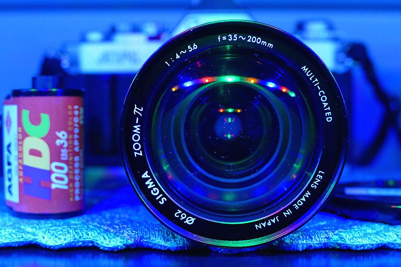 照相机蓝光镜头图片现代科技