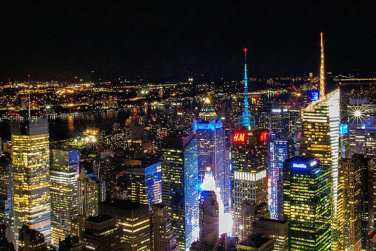 纽约曼哈顿帝国大厦夜景图片城市景观