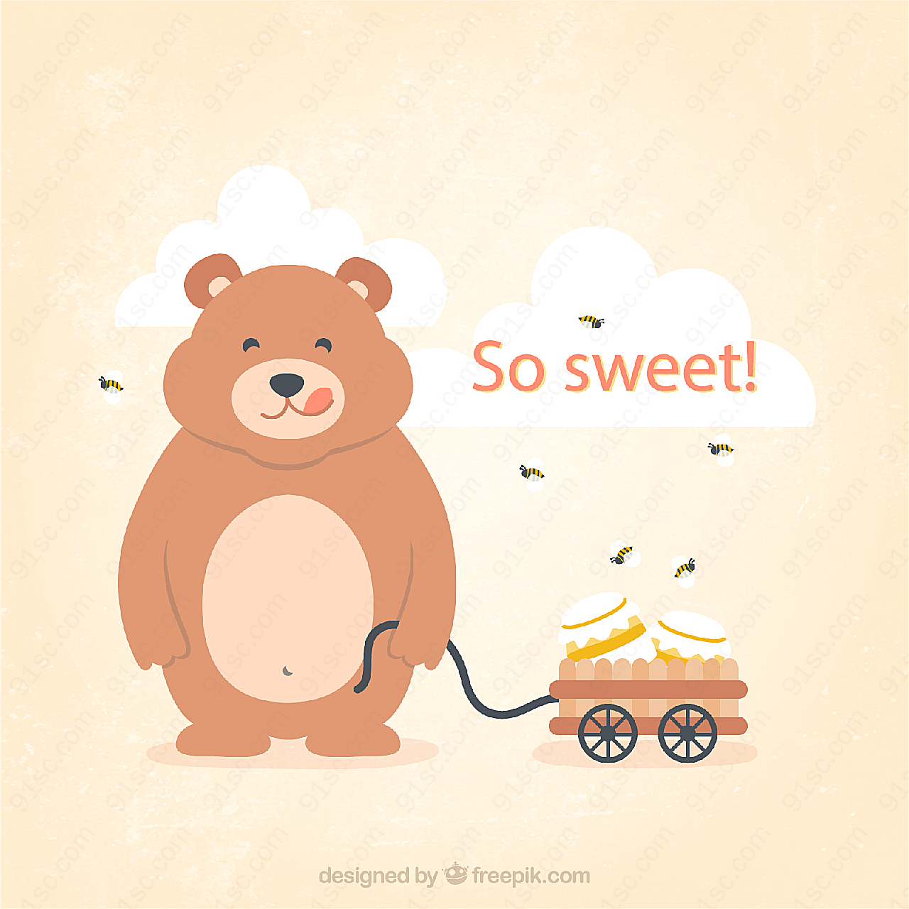 拉蜂蜜罐车的熊矢量卡通动物