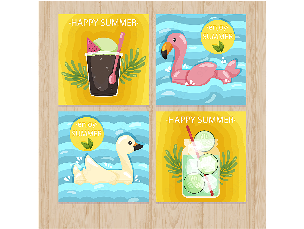 夏季假期卡片矢量名片卡片