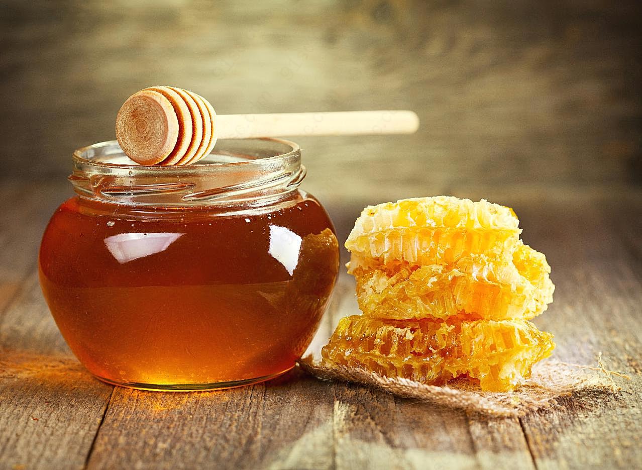 蜂蜜与蜂巢蜜图片食物