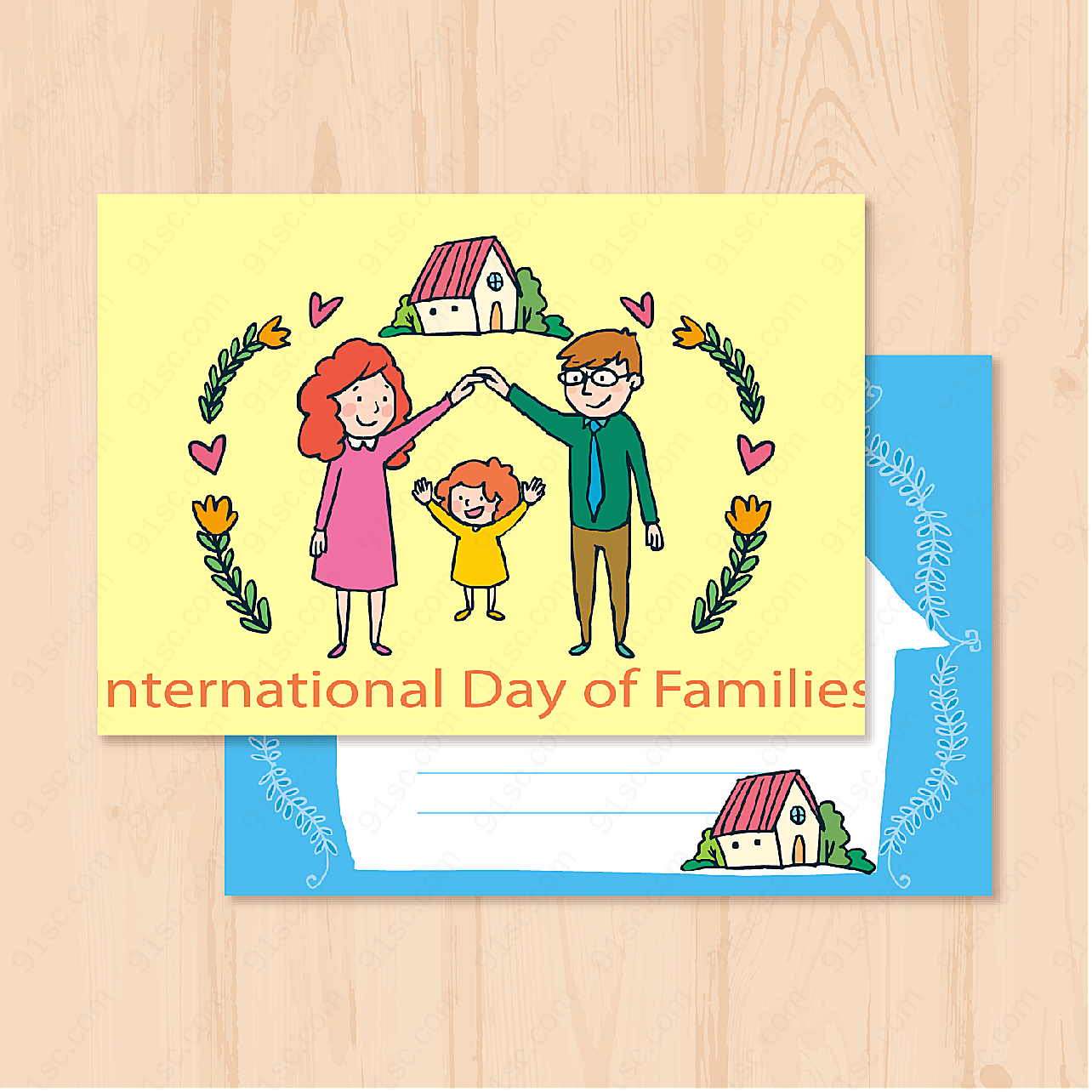 彩绘国际家庭日矢量节日其它