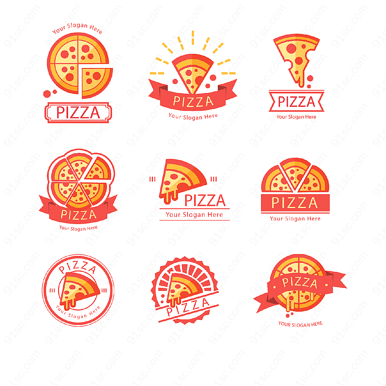 彩色披萨标志矢量logo图形