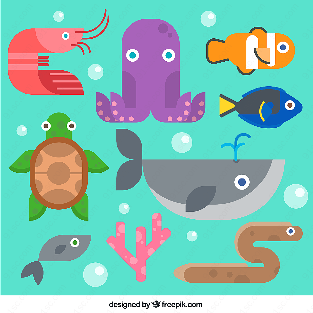 海洋动物设计矢量矢量卡通动物