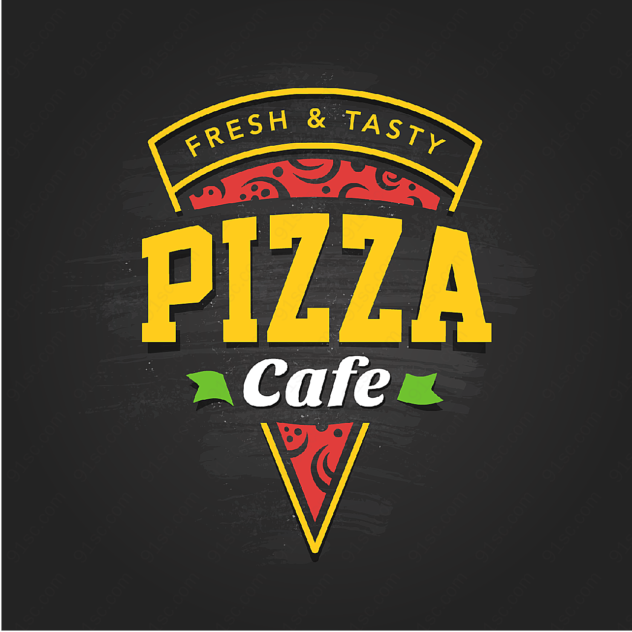 披萨咖啡店标志矢量餐饮食品标志