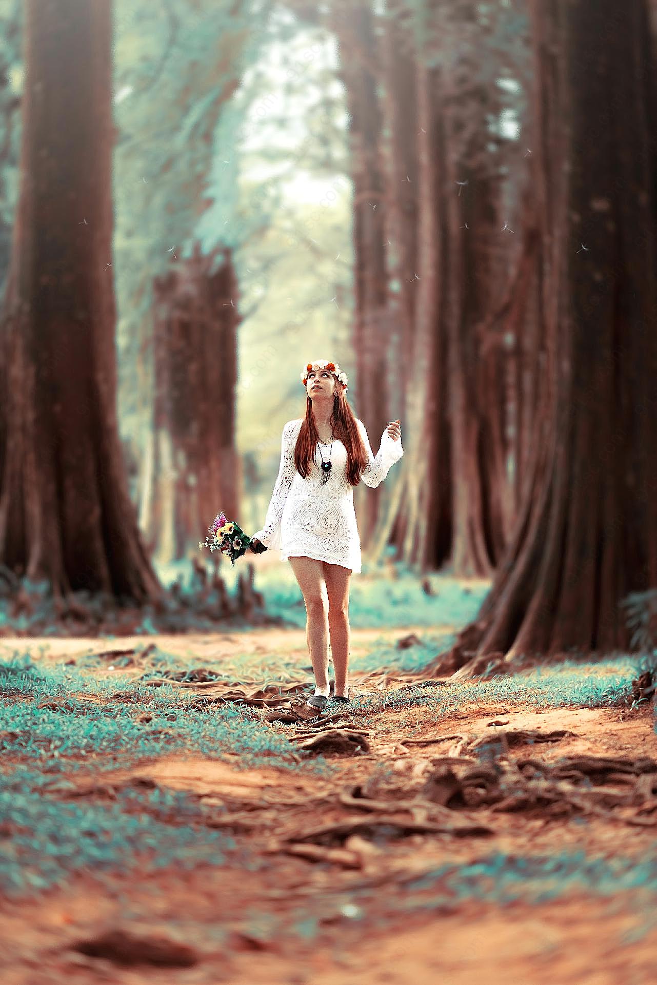 森林系列欧美女孩图片摄影人物