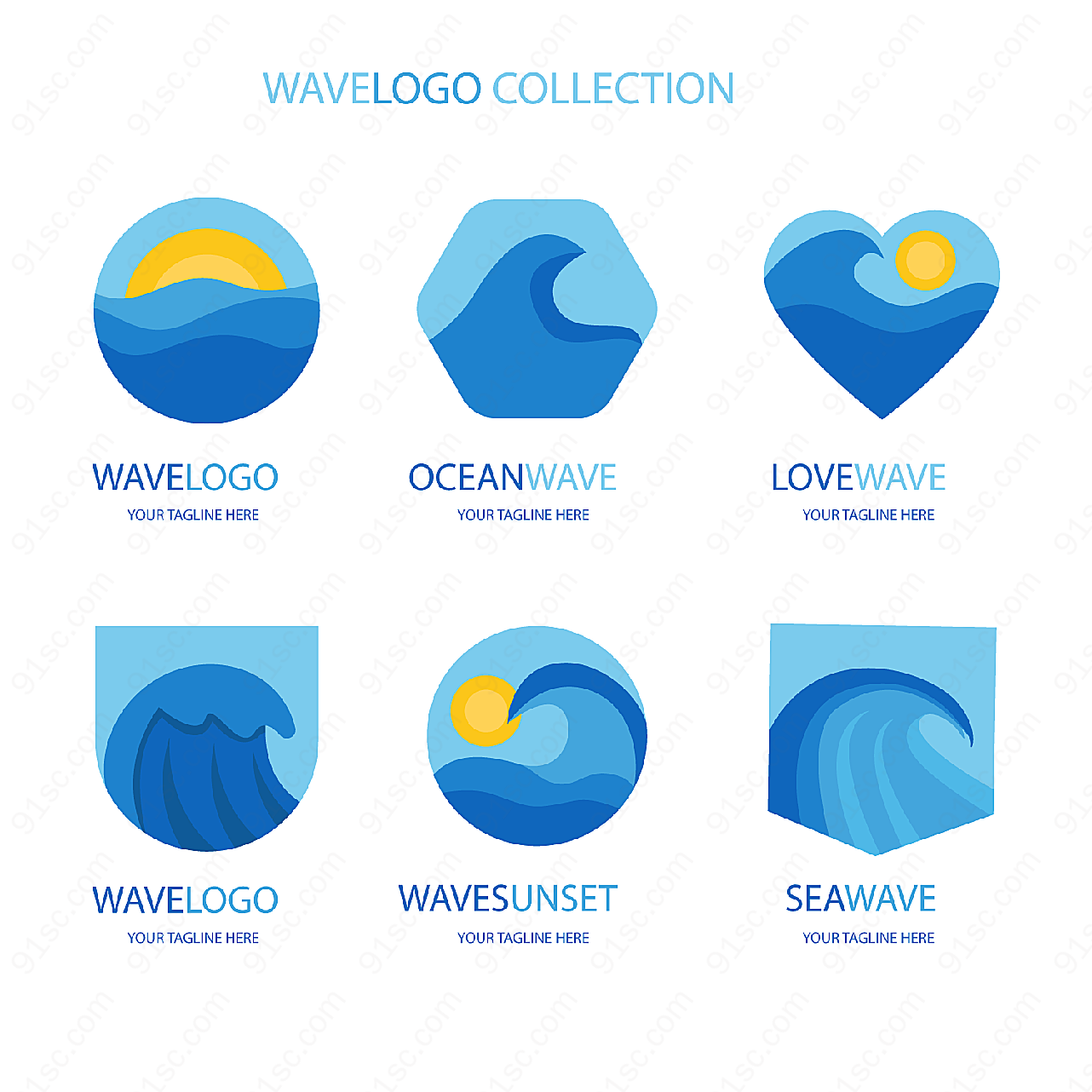 海浪标志矢量logo图形