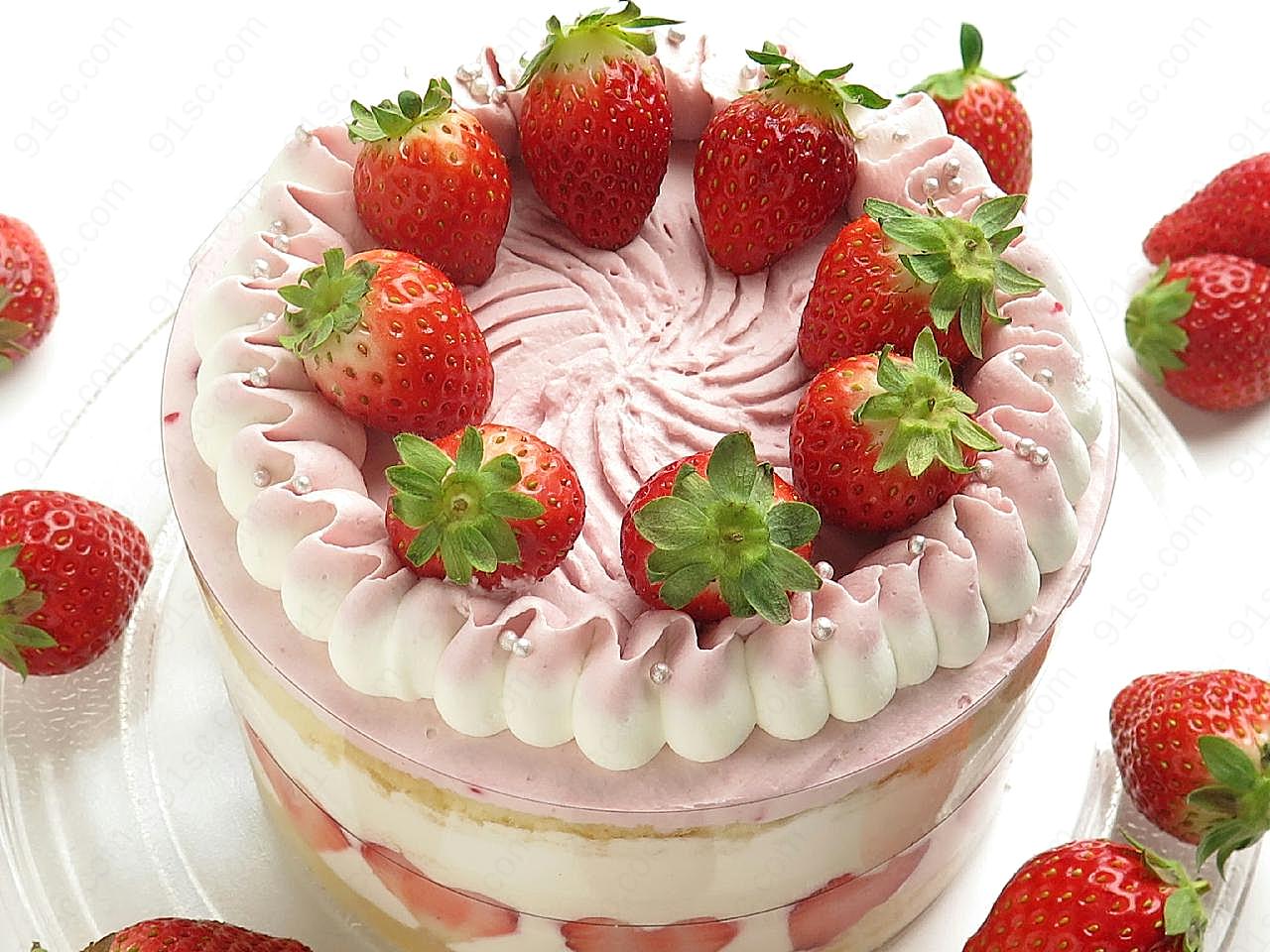 草莓奶油生日图片摄影美食