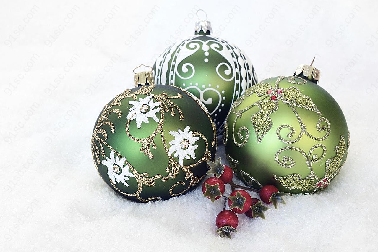 圣诞装饰彩球素材图片节日