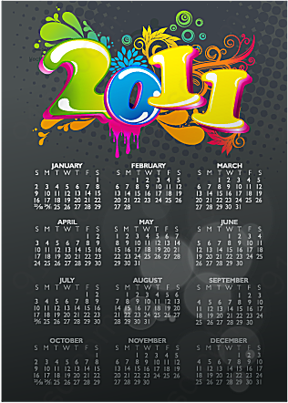 2011年彩色挂历其它矢量节日其它