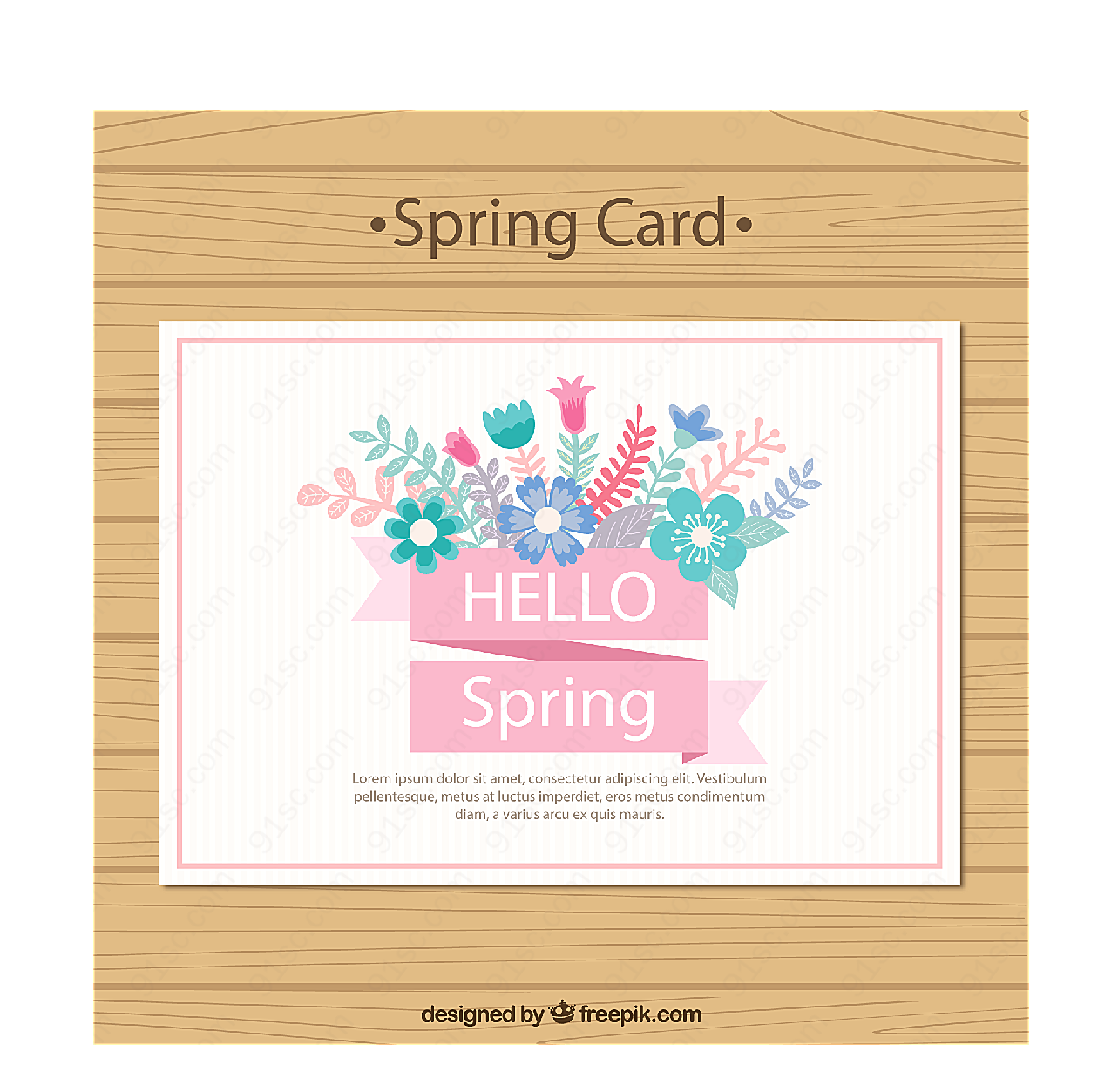 春季花卉卡片矢量名片卡片