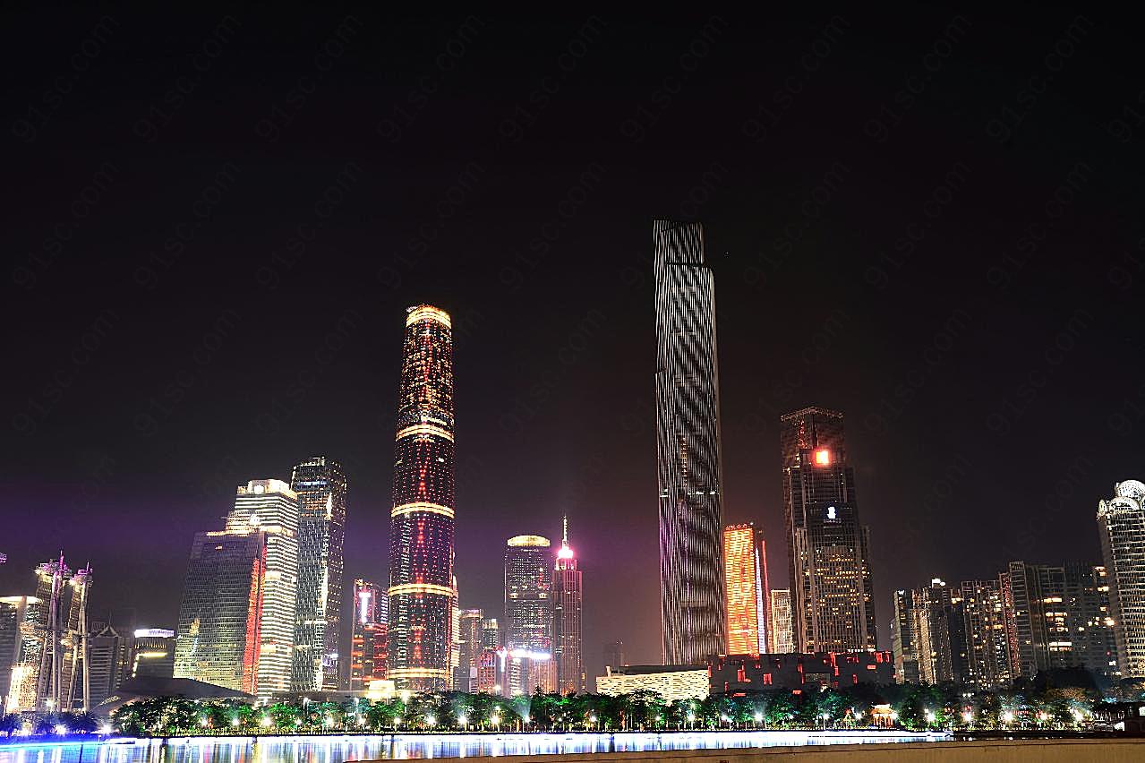 珠江新城夜景图片建筑空间高清摄影