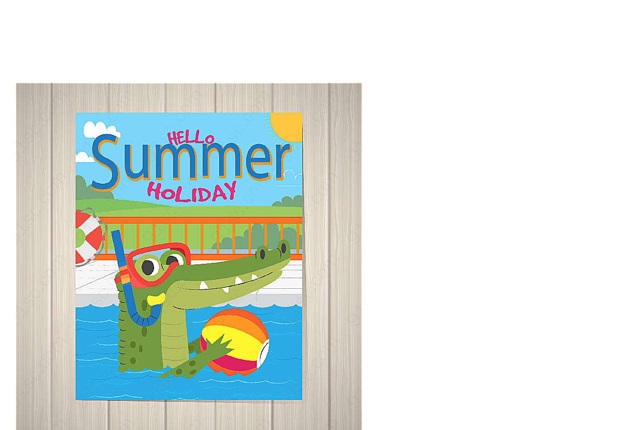 鳄鱼夏季度假传单平面广告