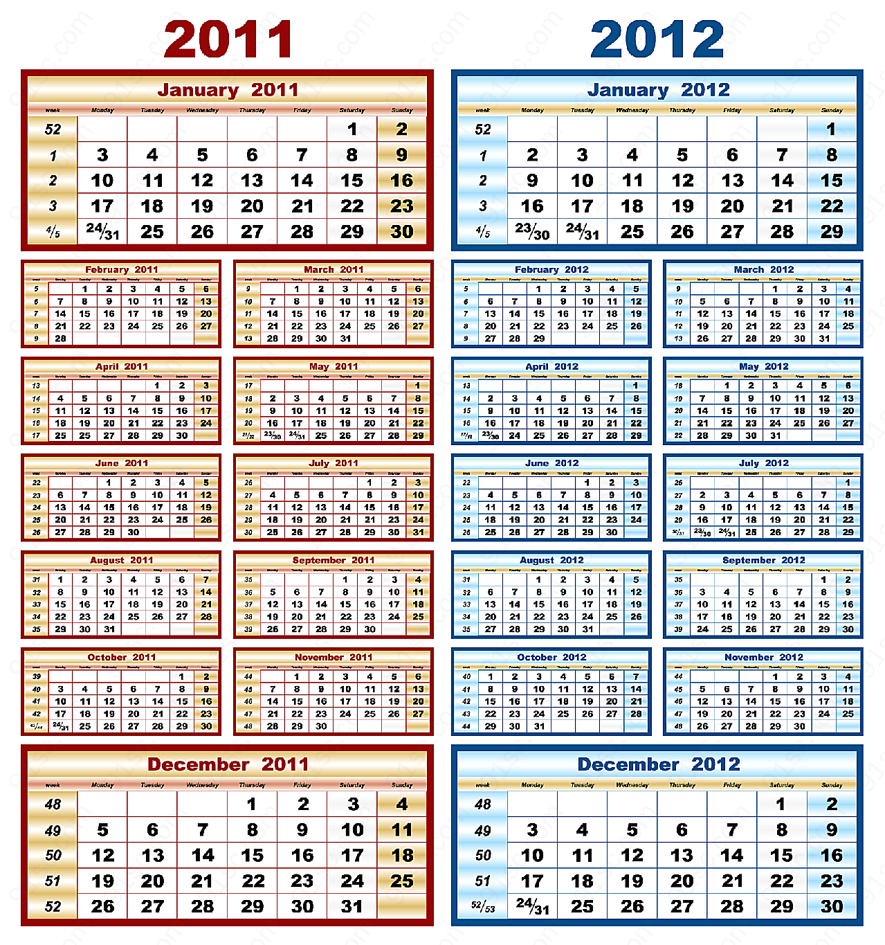 2011-2012年挂历矢量节日其它