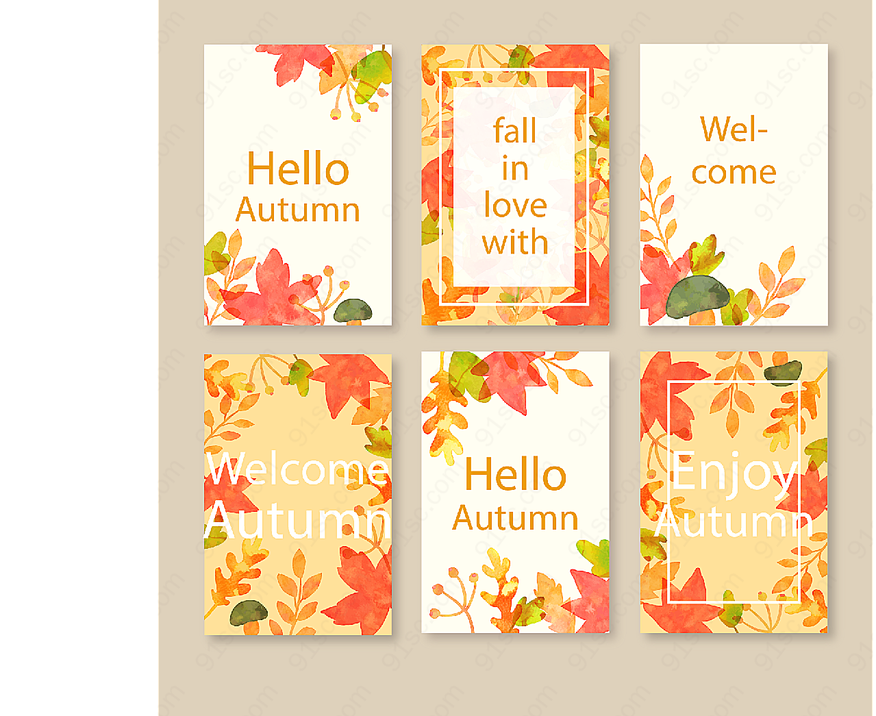 秋季叶子卡片矢量名片卡片