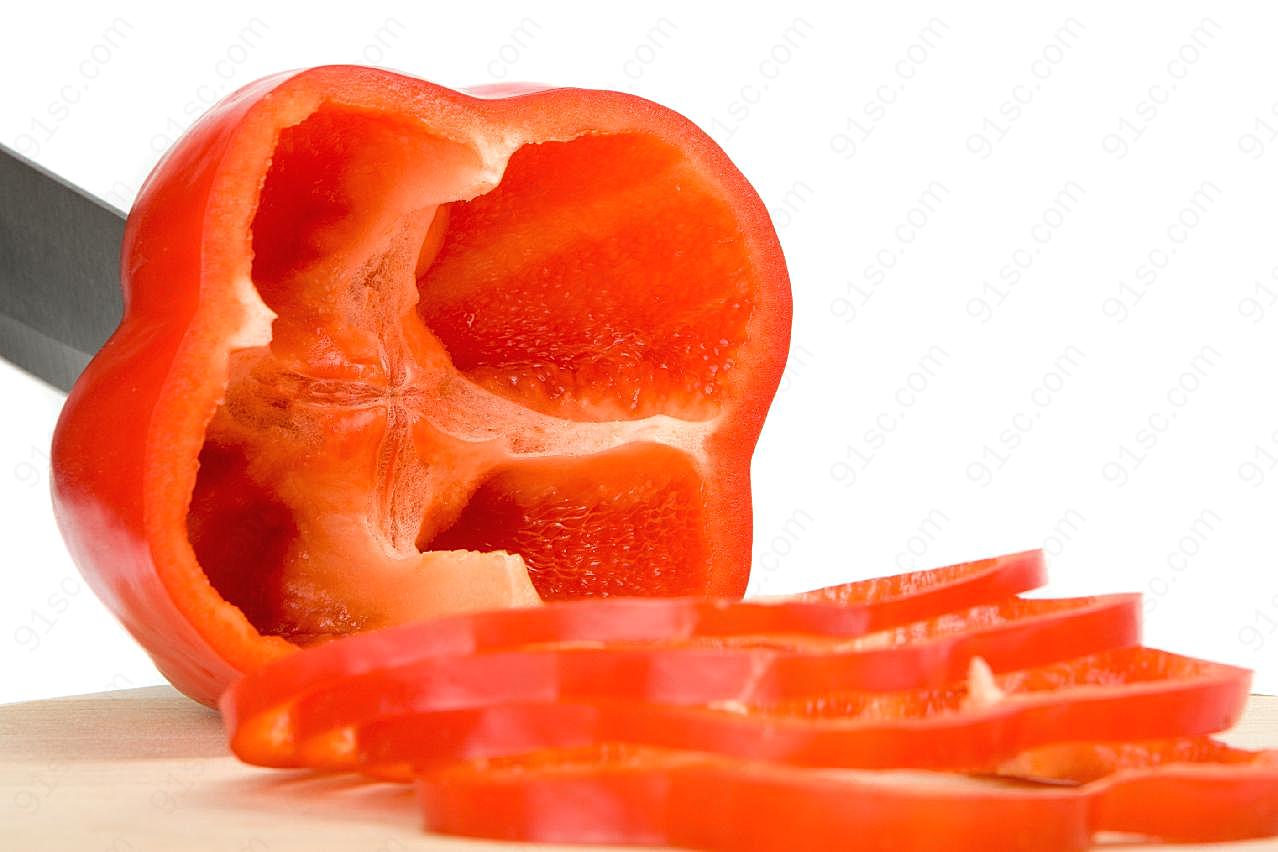 刀切红椒高清图片下载蔬菜