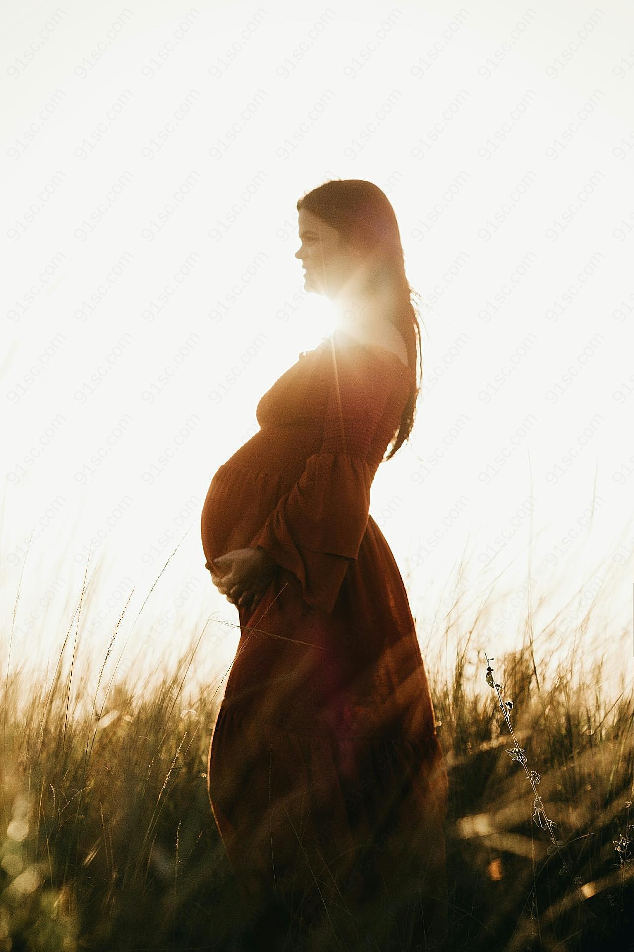日暮黄昏孕妇写真图片人物摄影