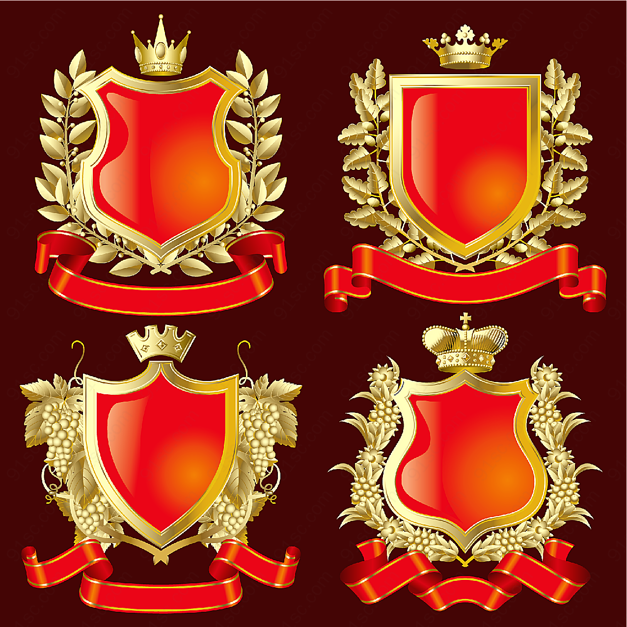欧式皇冠盾牌矢量传统