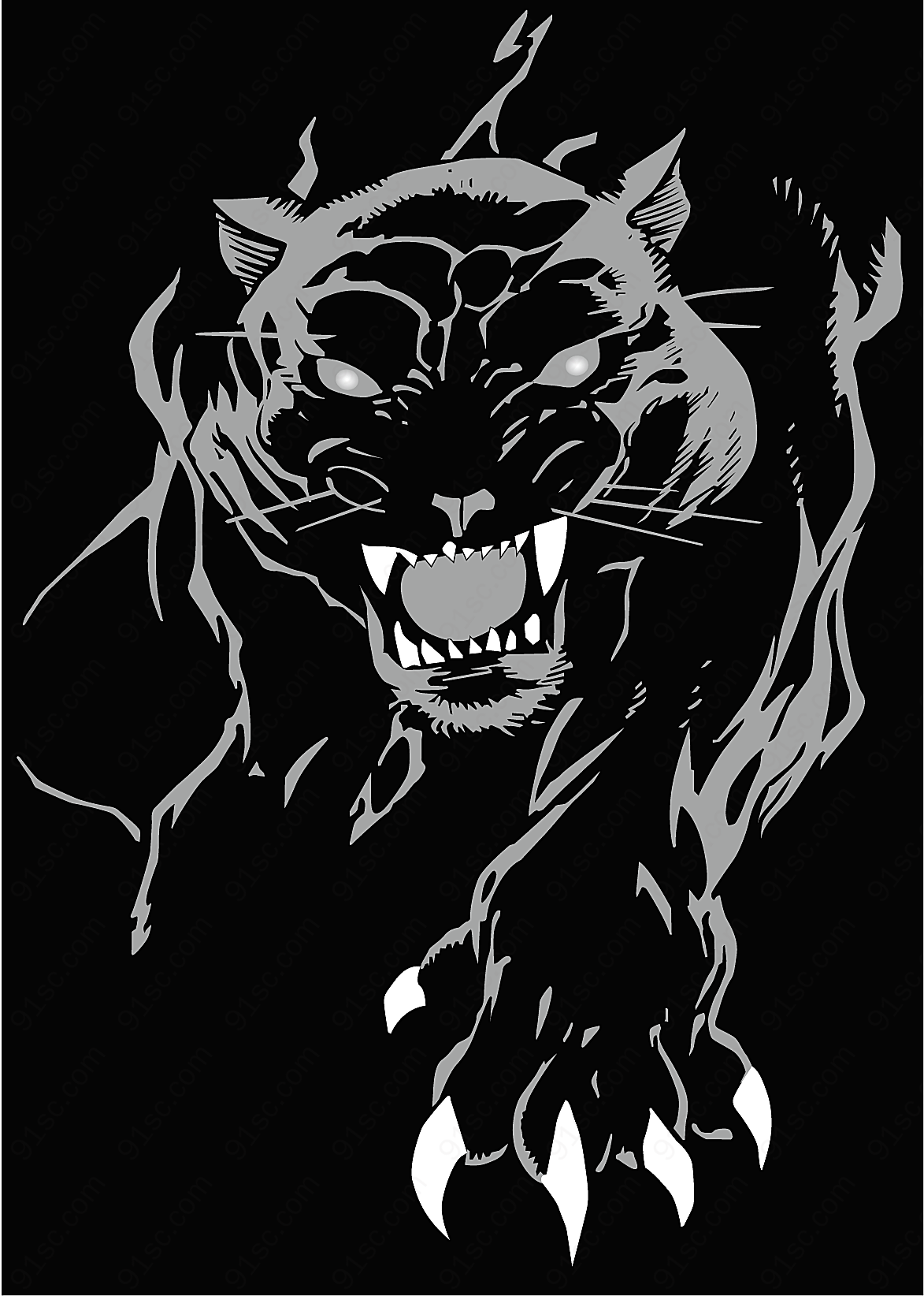 凶猛的黑豹矢量野生动物