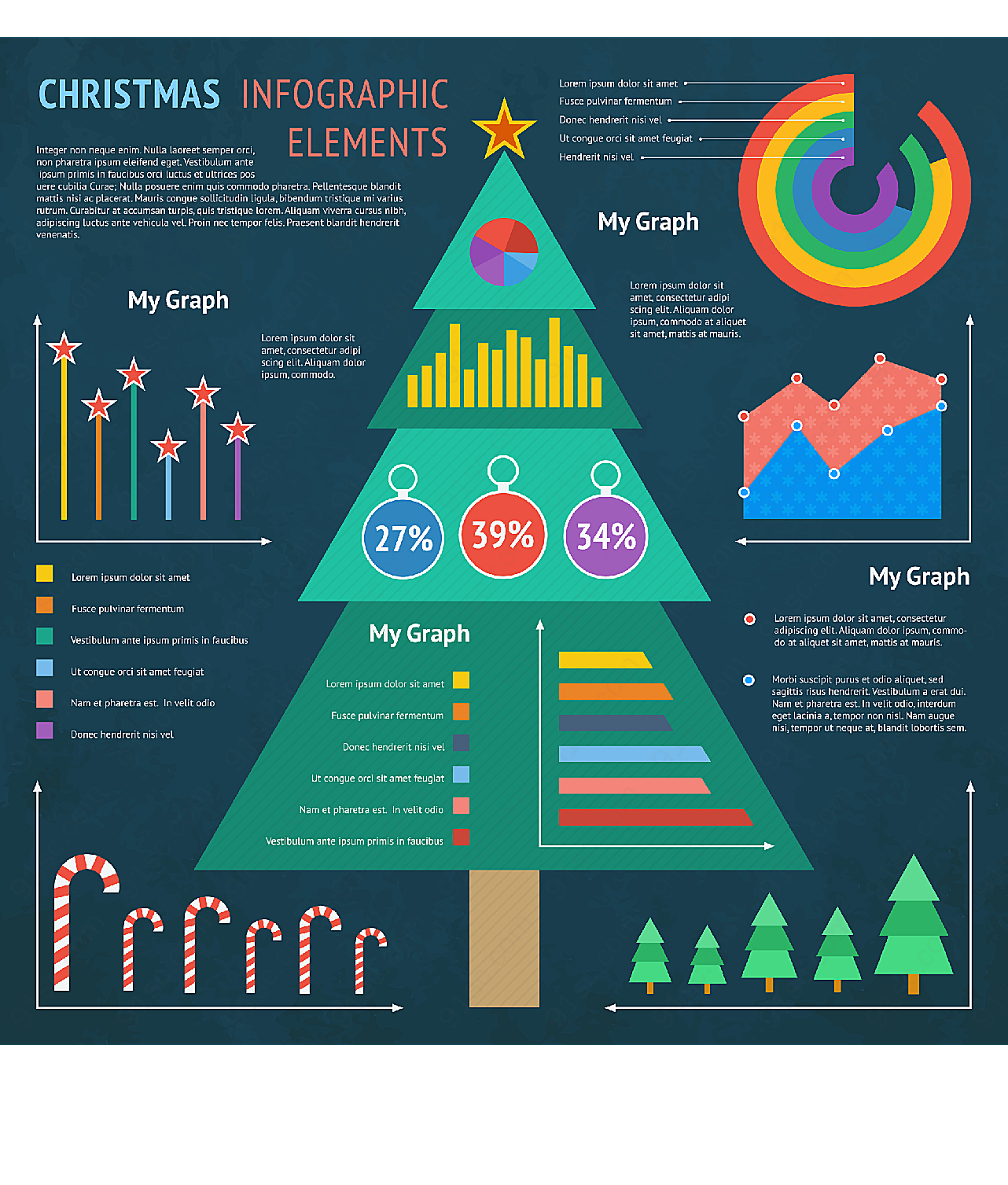 圣诞树信息图表矢量圣诞节