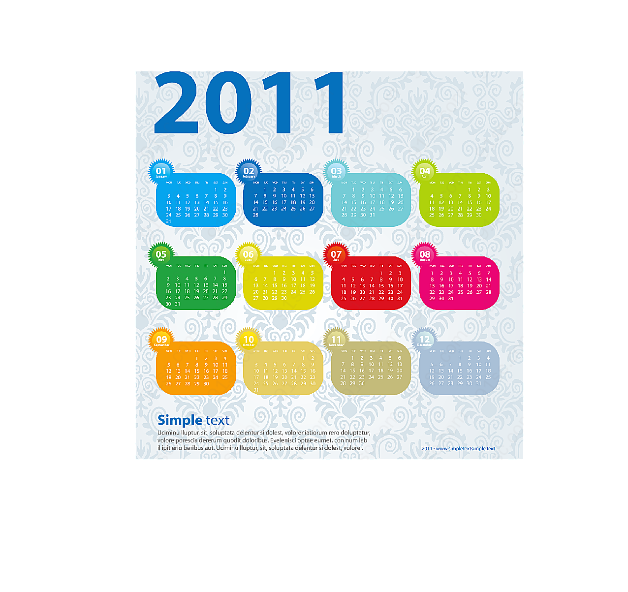 2011年历模板年历日历矢量