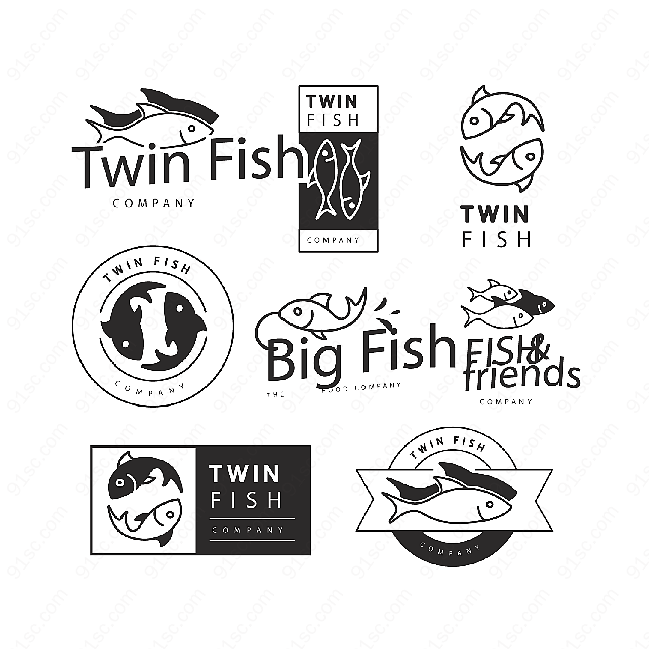 鱼类商务标志矢量logo图形