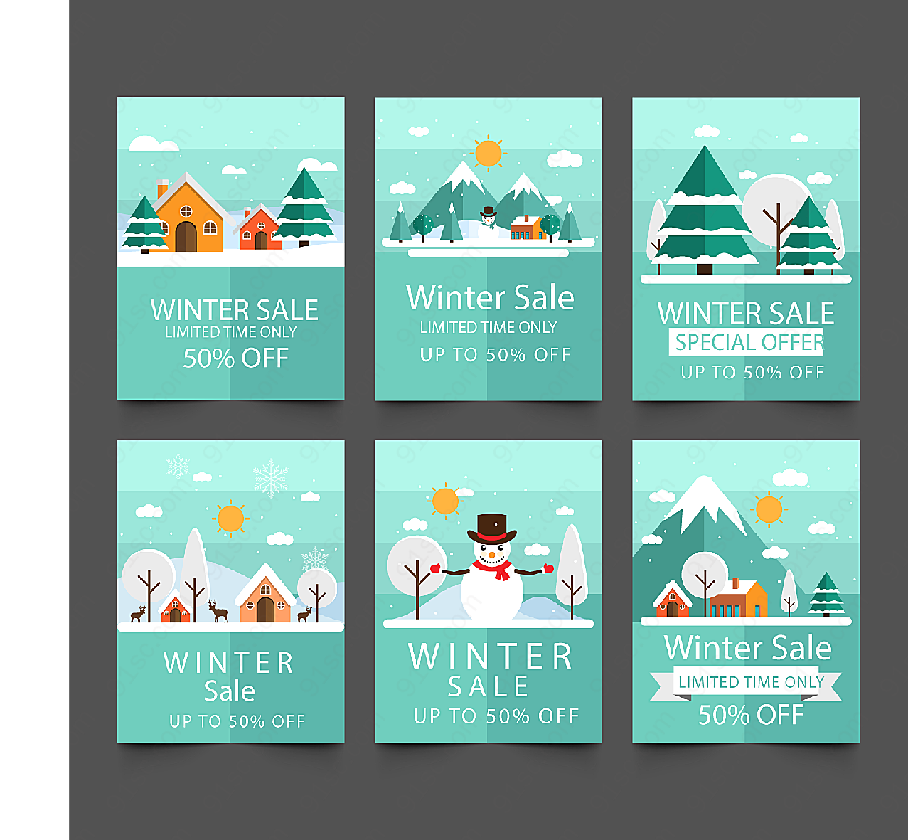 冬季促销卡片矢量名片卡片