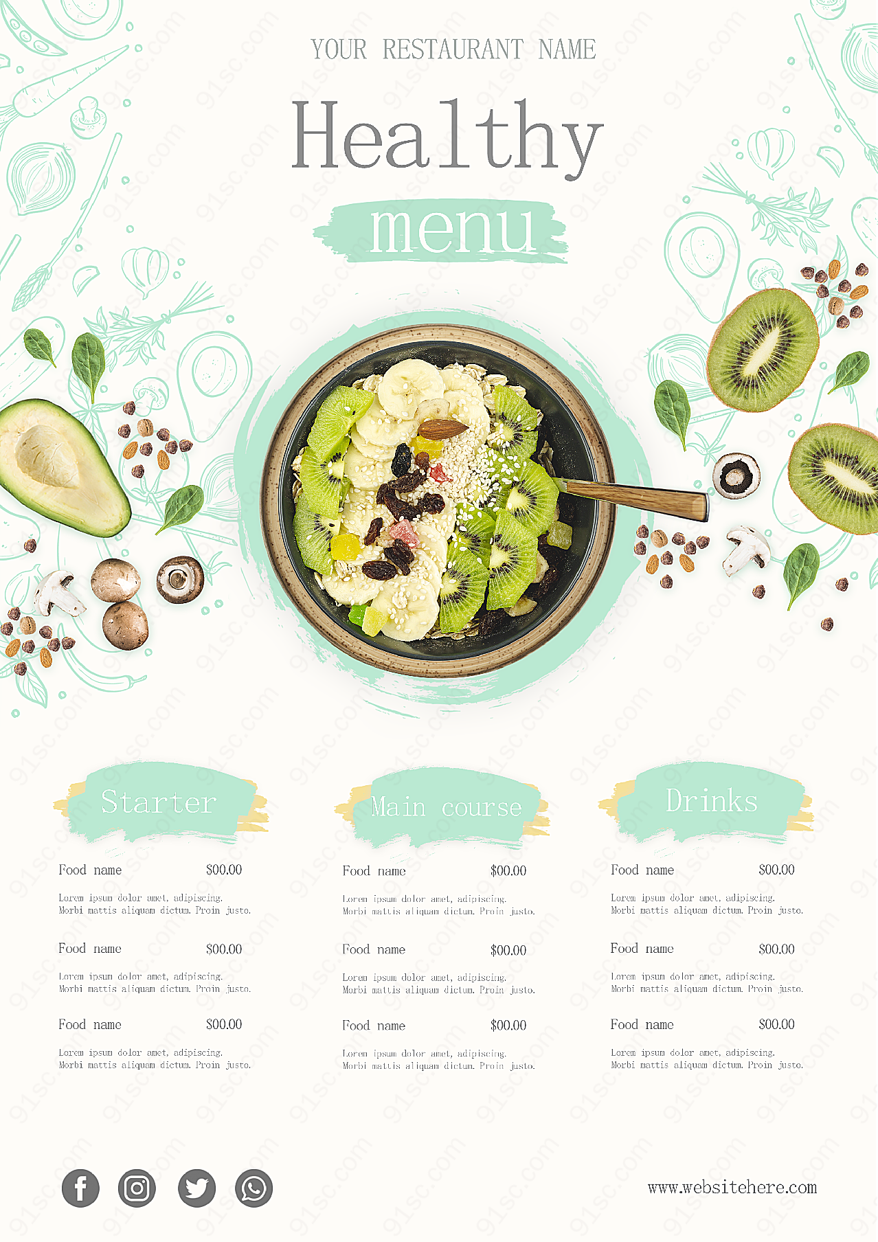 健康餐饮菜单模板广告设计