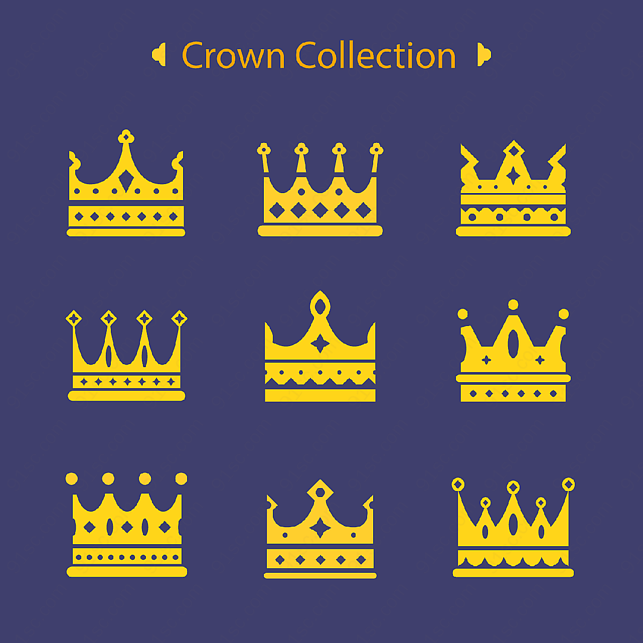 金色王冠图标矢量各式图标