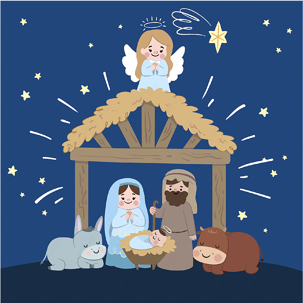 基督诞生场景矢量宗教