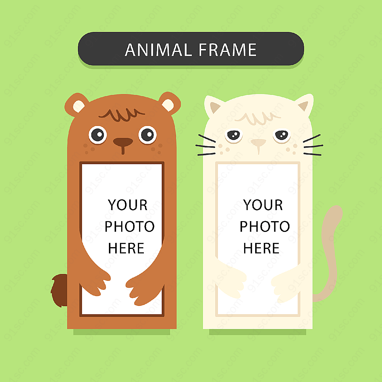 可爱动物照片框架物品物品物品物品矢量卡通物品