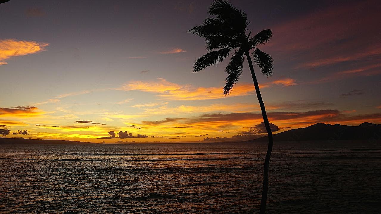 夏威夷日落唯美图片景观