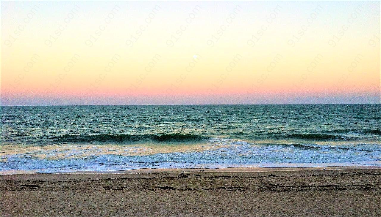 海滩日落美景图片自然景观