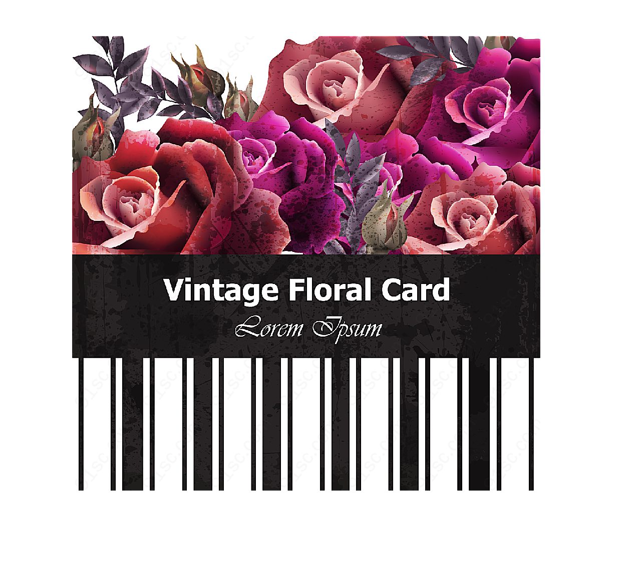 复古玫瑰花卉卡矢量名片卡片
