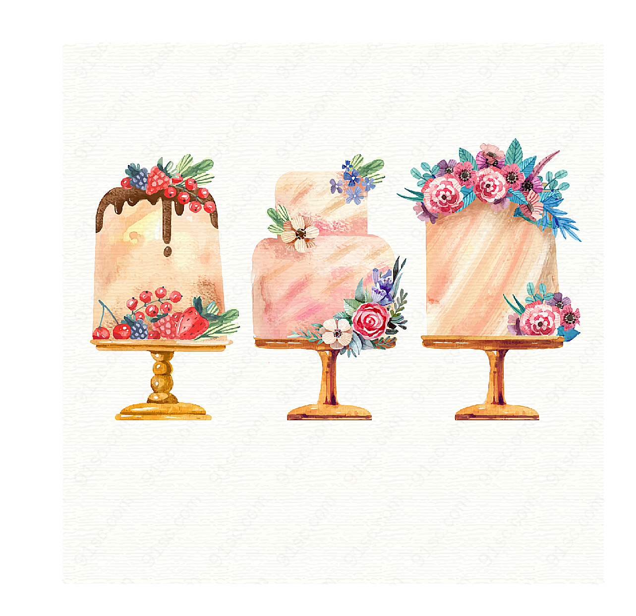 花卉装饰蛋糕矢量美食