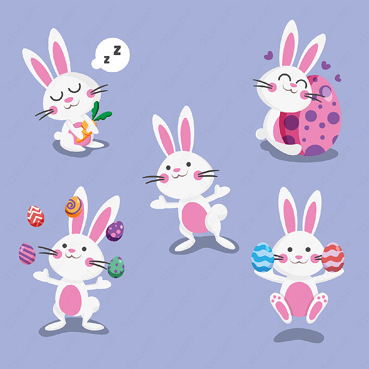 卡通白兔和彩蛋其它其它矢量节日其它